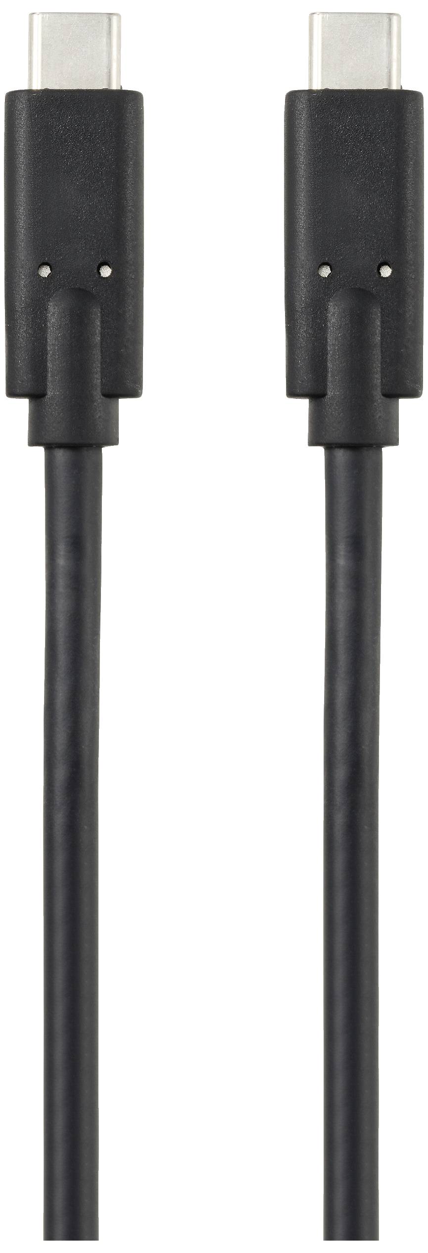 Câble USB-C noir avec connecteurs des deux côtés.