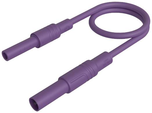 Un câble violet en forme de boucle avec deux fiches identiques à chaque extrémité.