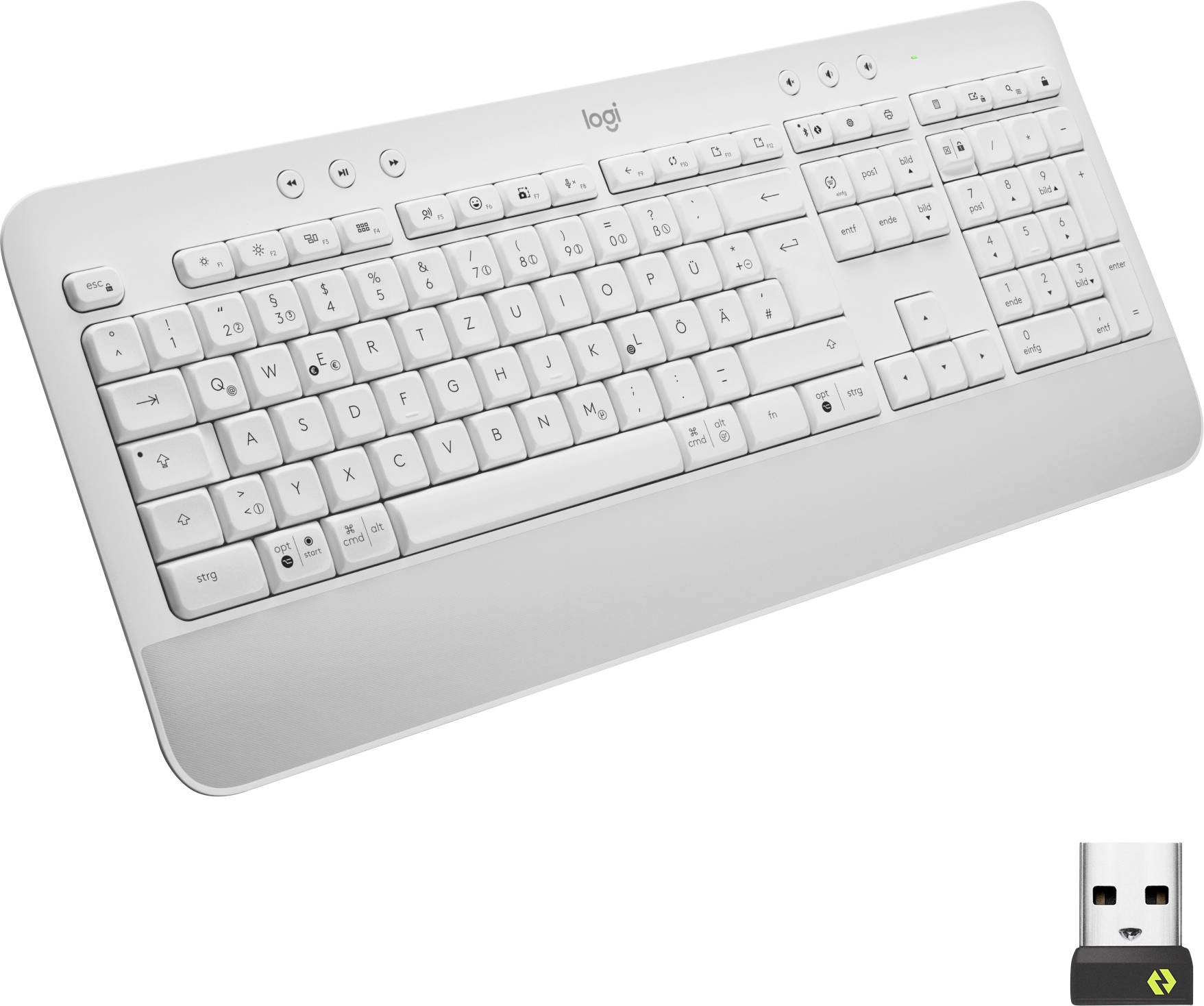Logitech Signature K650 Bluetooth, radio Clavier allemand, QWERTZ blanc protégé contre les infiltrations d'eau