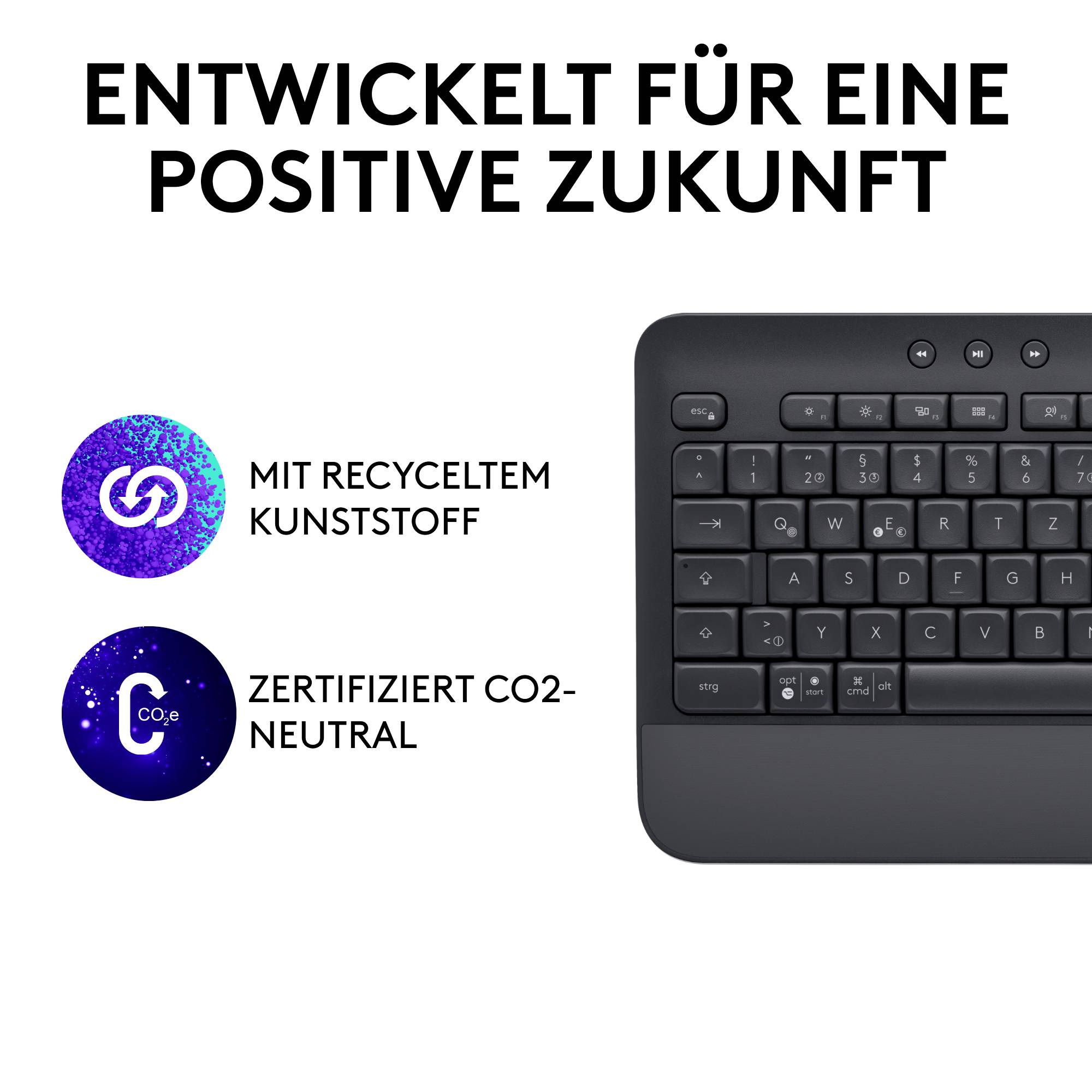 Logitech Signature K650 Bluetooth, radio Clavier allemand, QWERTZ graphite protégé contre les infiltrations d'eau