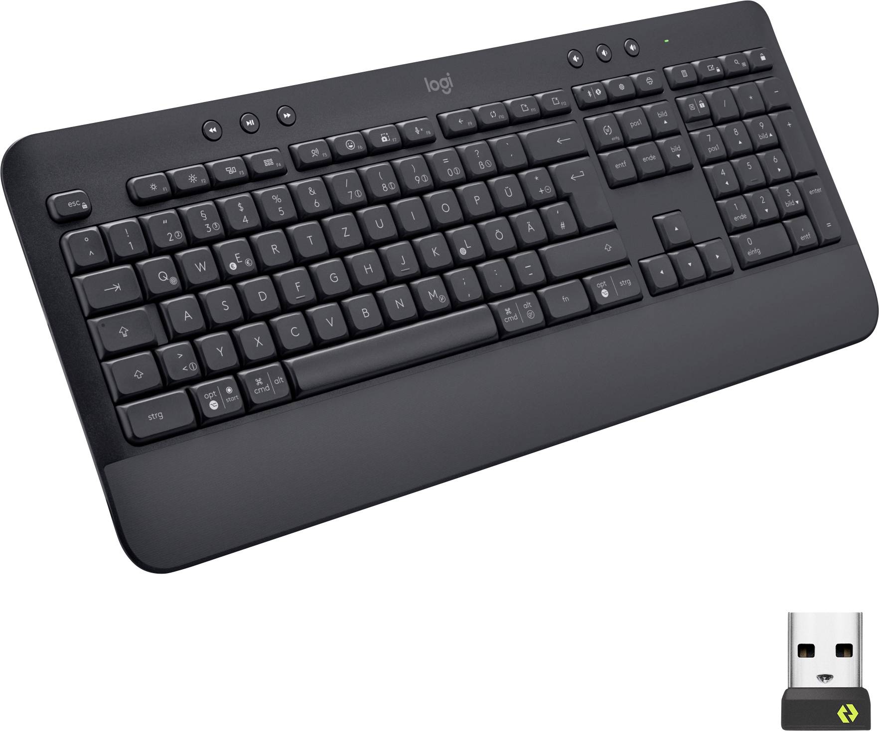 Logitech Signature K650 Bluetooth, radio Clavier allemand, QWERTZ graphite protégé contre les infiltrations d'eau
