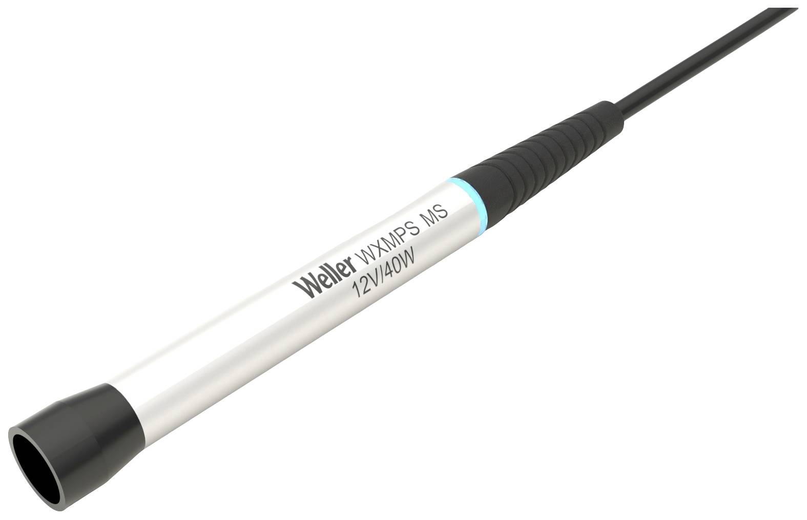 Fer à souder Weller WXMP MS, numéro de modèle '12V/40W', manche noir avec corps argenté, adapté pour des travaux de soudure précis.
