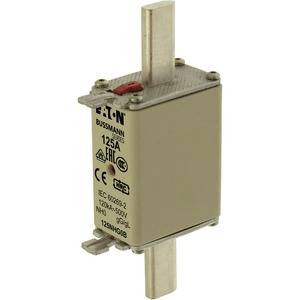 Représentée est une fusible électrique de Eaton Bussmann de 125A, adaptée pour des circuits électriques jusqu'à 690V. Elle dispose d'un boîtier rectangulaire.