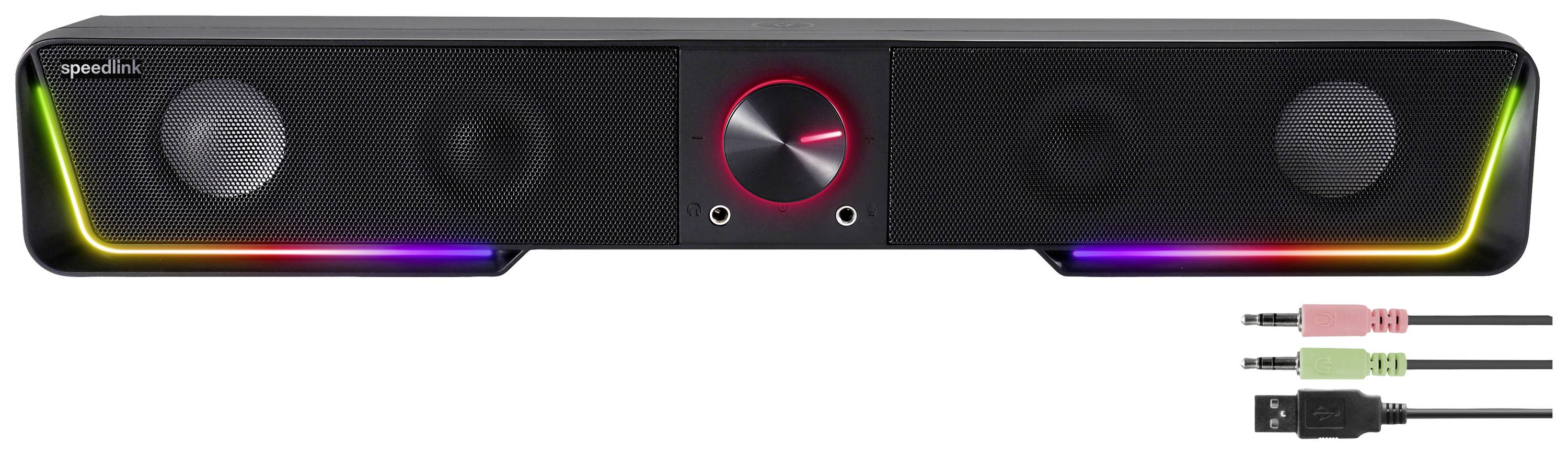 SpeedLink Gravity RGB Barre de son noir Bluetooth®, Haut-parleurs éclairés