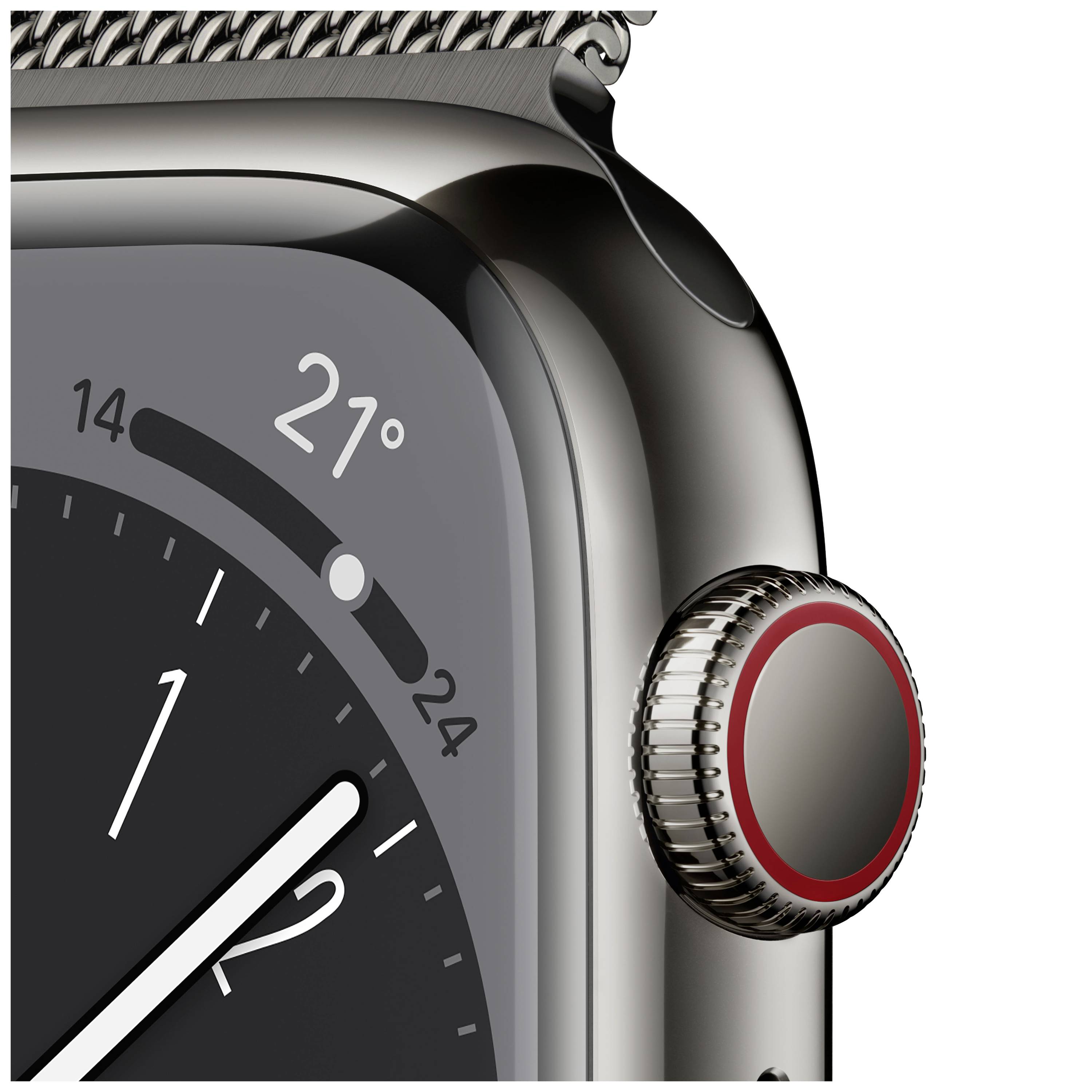 Apple Watch Series 8 GPS + Cellular 45 mm boîtier en acier inoxydable graphite Milanese Loop graphite