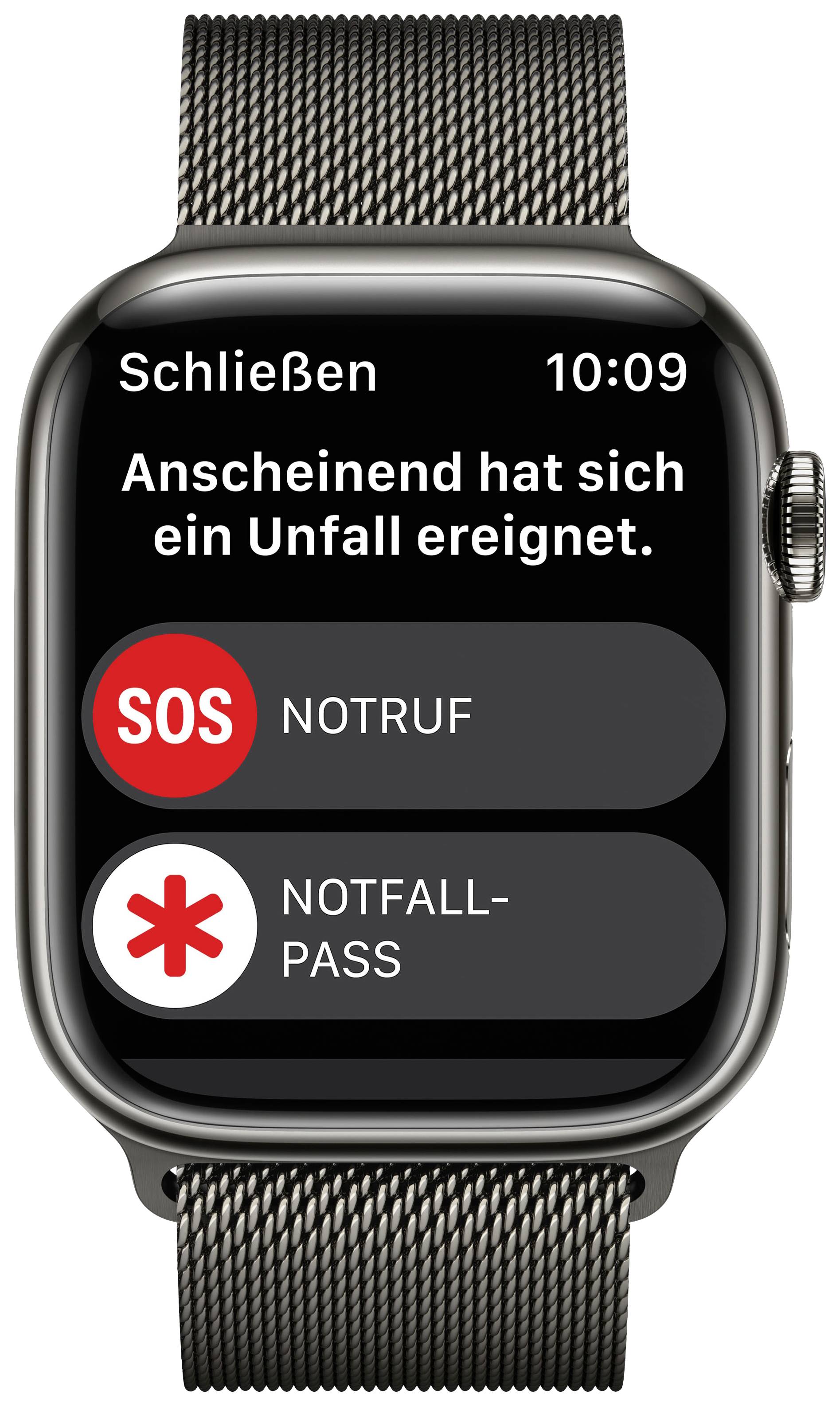 Apple Watch Series 8 GPS + Cellular 45 mm boîtier en acier inoxydable graphite Milanese Loop graphite