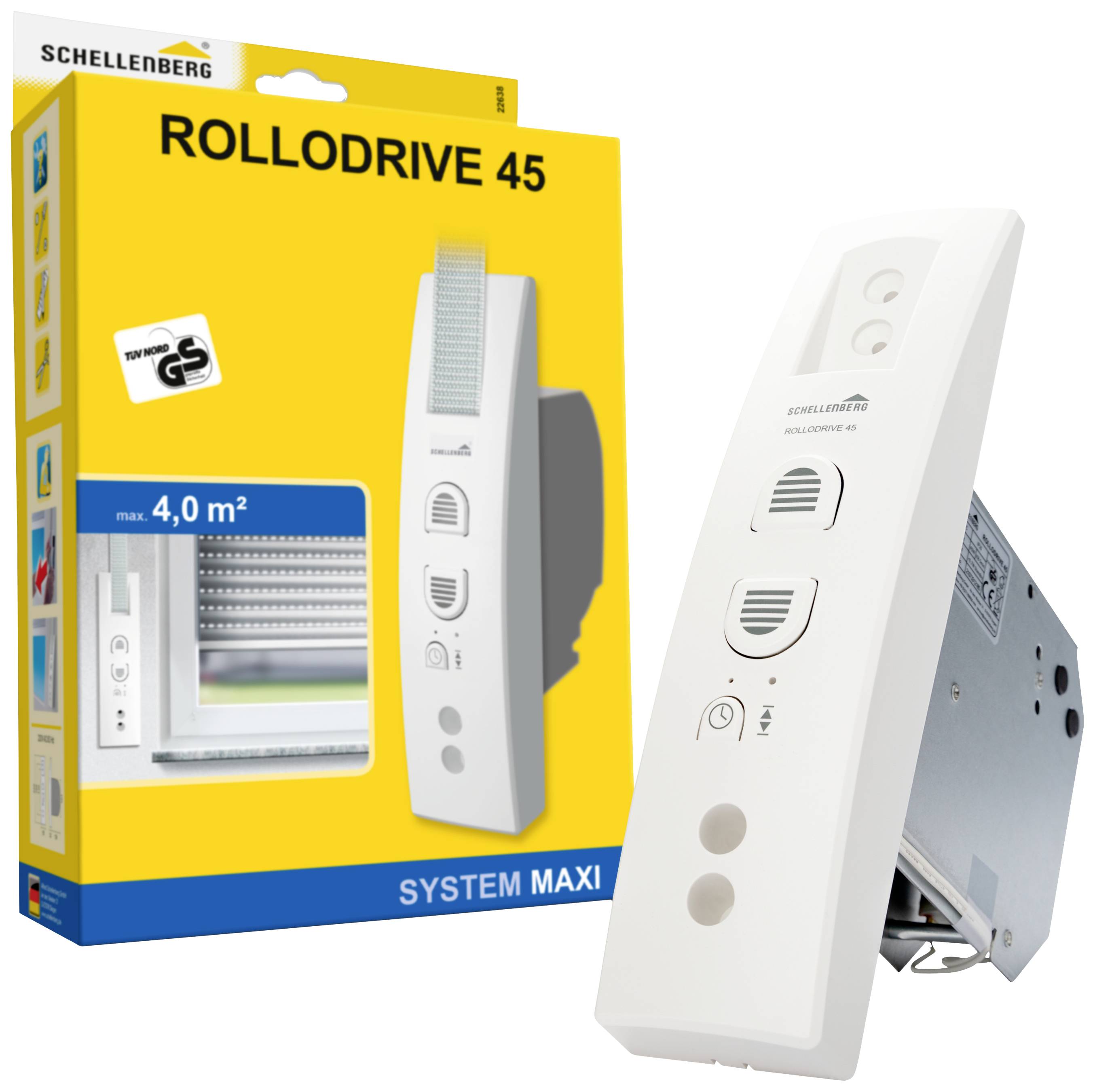 Schellenberg 22638 RD45 Enrouleur de sangle électrique 23 mm Force de traction (max.) 12 kg encastré