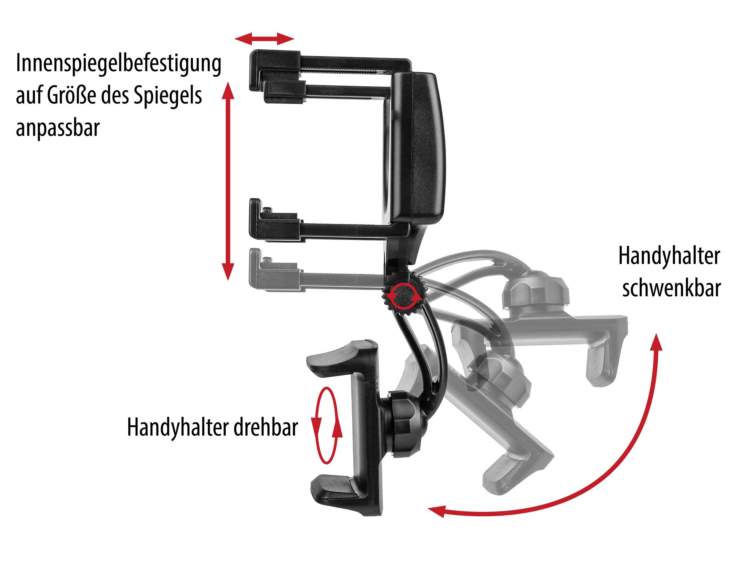 Eufab KFZ Smartphone Halterung Support de téléphone portable pour voiture 80 mm (max) 7 pouces (max)
