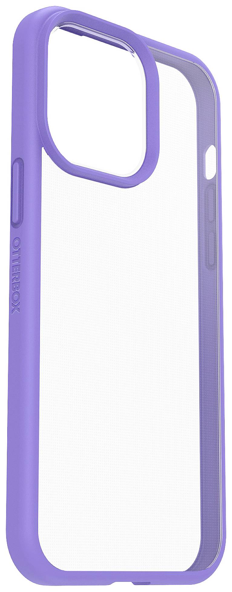Étui Lila avec dos transparent, adapté à un smartphone. Design robuste avec découpes pour la caméra et les boutons.