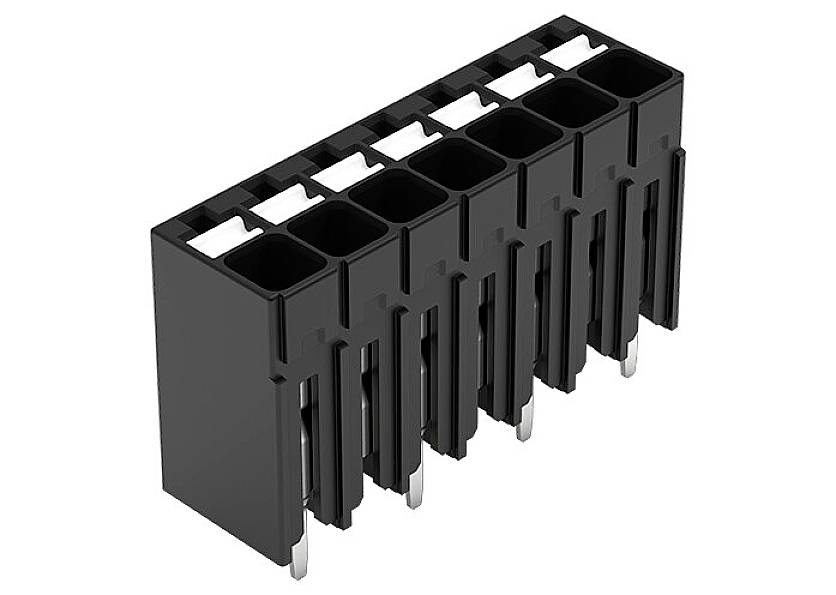 L'image montre un adaptateur de ventilateur électrique noir multipolaire.