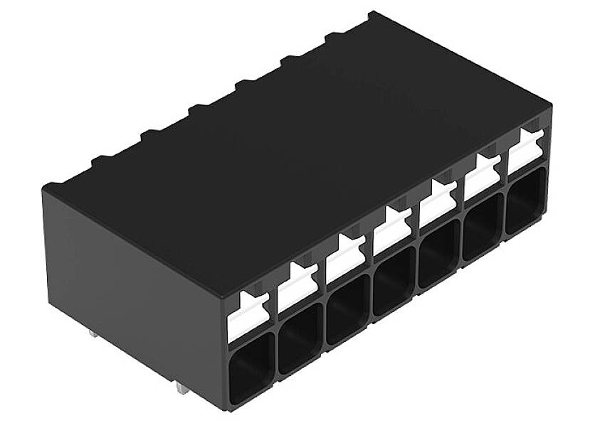 Connecteur électrique à huit broches dans un boîtier noir, adapté aux connexions électroniques dans les appareils.