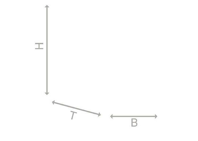 Diagramme avec trois flèches : 'H' pointe vers le haut, 'T' pointe en diagonale vers le bas à droite, 'B' pointe horizontalement vers la droite.