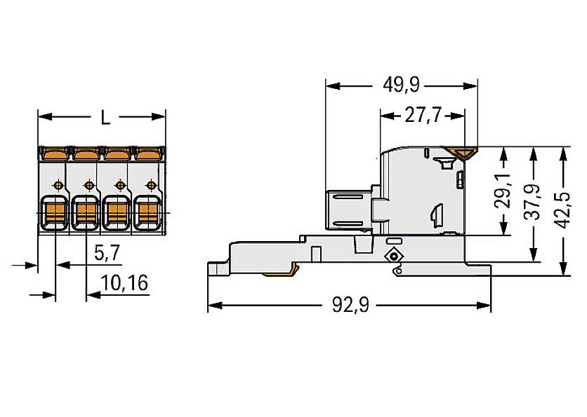 WAGO Boîtier femelle pour câble Pas: 10.16 mm 832-1102/306-000 5 pc(s)