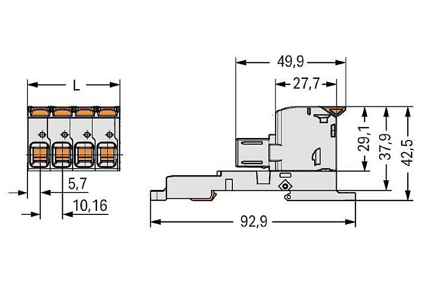 WAGO Boîtier femelle pour câble Pas: 10.16 mm 832-1104/306-000 5 pc(s)