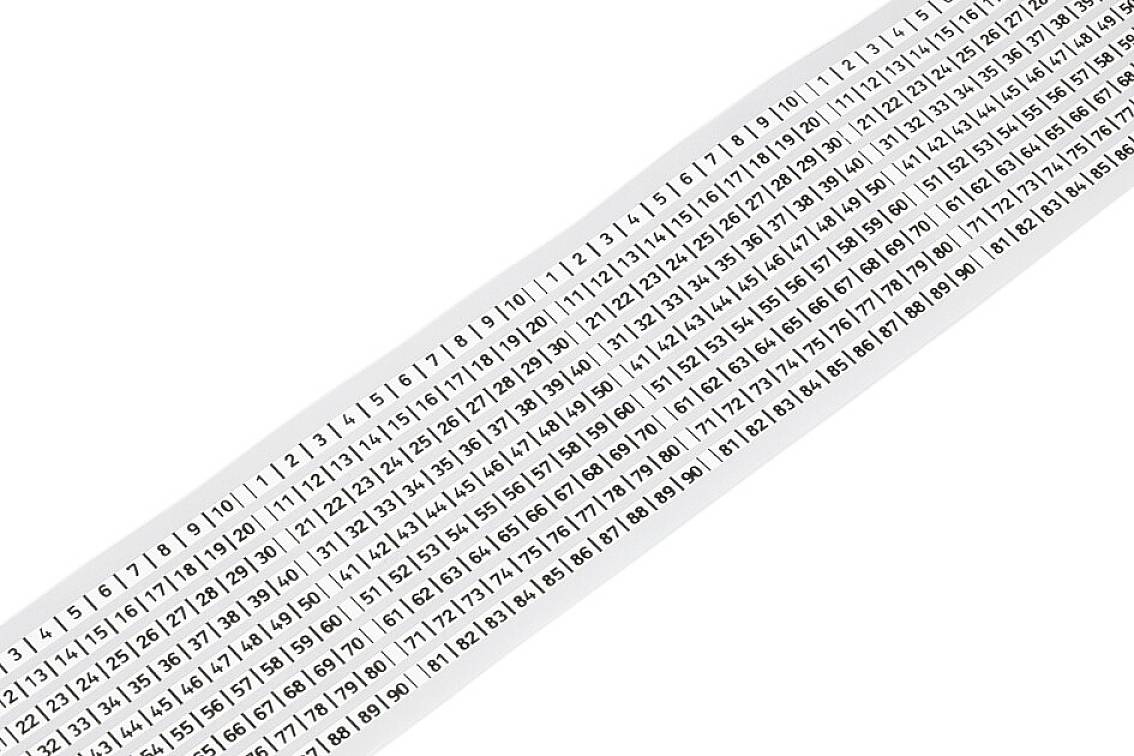 Longue bande avec des chiffres consécutifs de 1 à 100, disposés en rangées.
