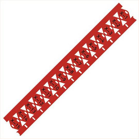 Une bande rouge avec un symbole d'avertissement répété représentant un homme tenant un parapluie ouvert, accompagné du texte 'ATTENTION ÉLECTRICITÉ'.