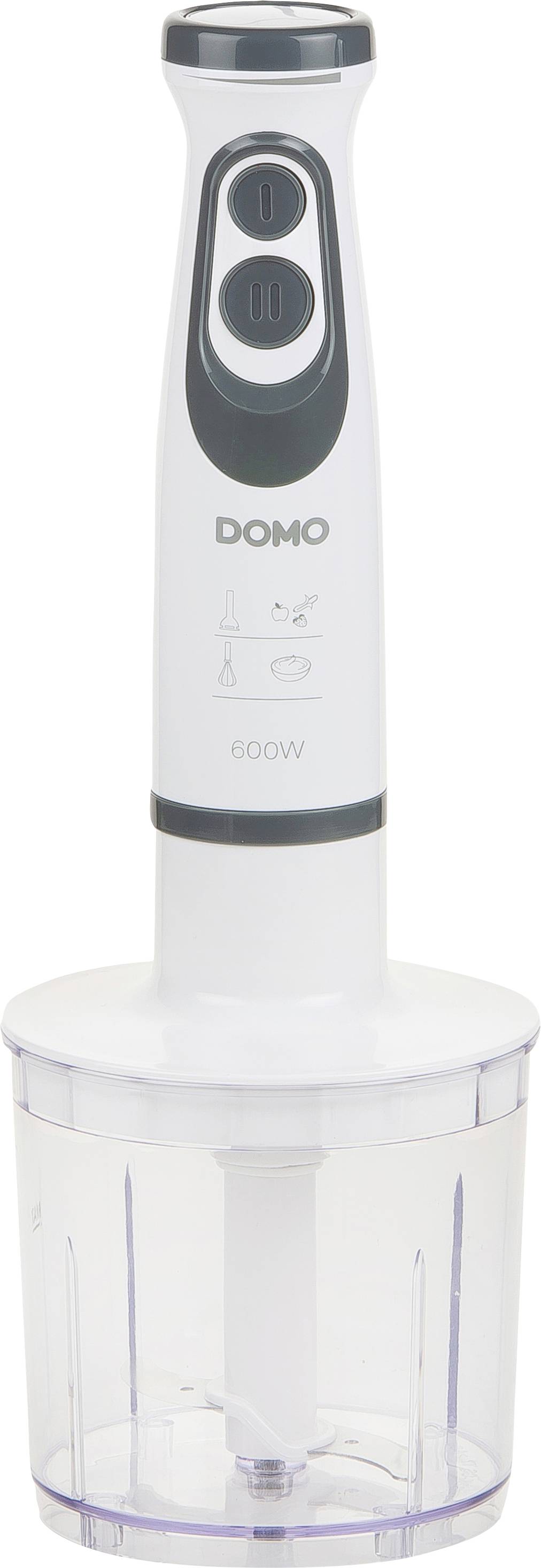DOMO DO1089M Mixeur plongeant 600 W avec verre doseur, mixeur plongeant pour soupes, fouet , avec embout hâchoir blanc