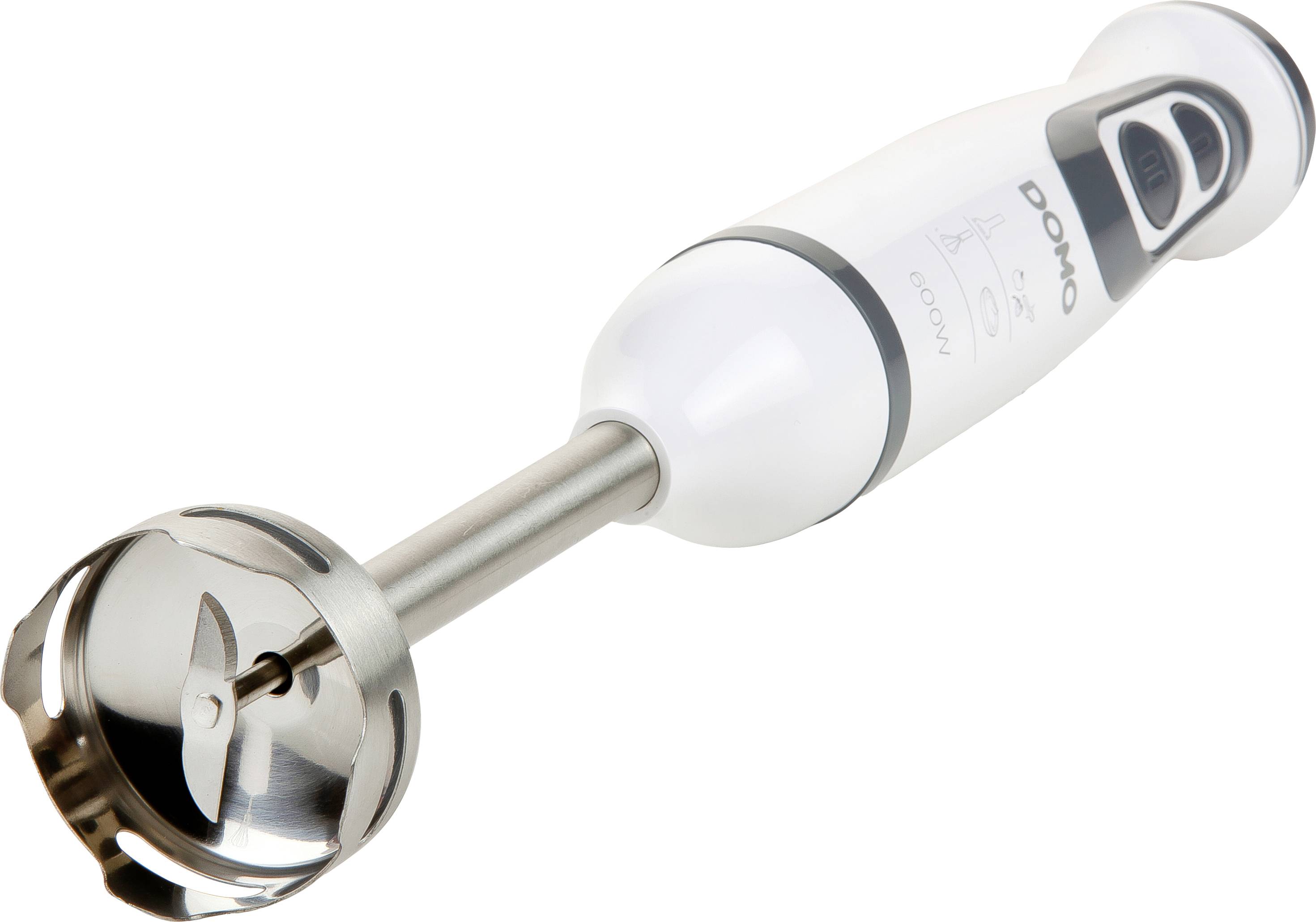 DOMO DO1089M Mixeur plongeant 600 W avec verre doseur, mixeur plongeant pour soupes, fouet , avec embout hâchoir blanc