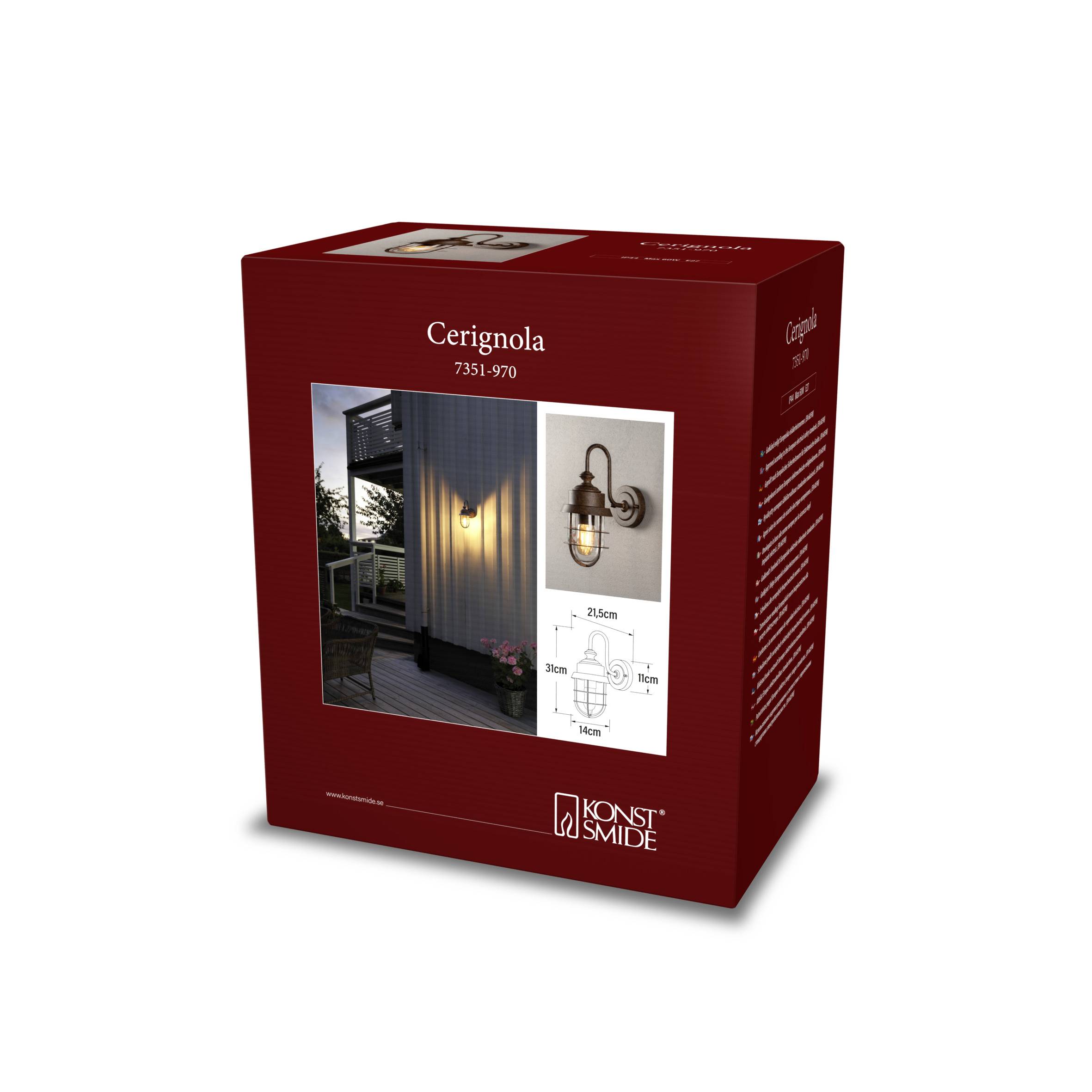 Konstsmide Cerignola Rost 7351-970 Applique extérieure E27 marron rouille