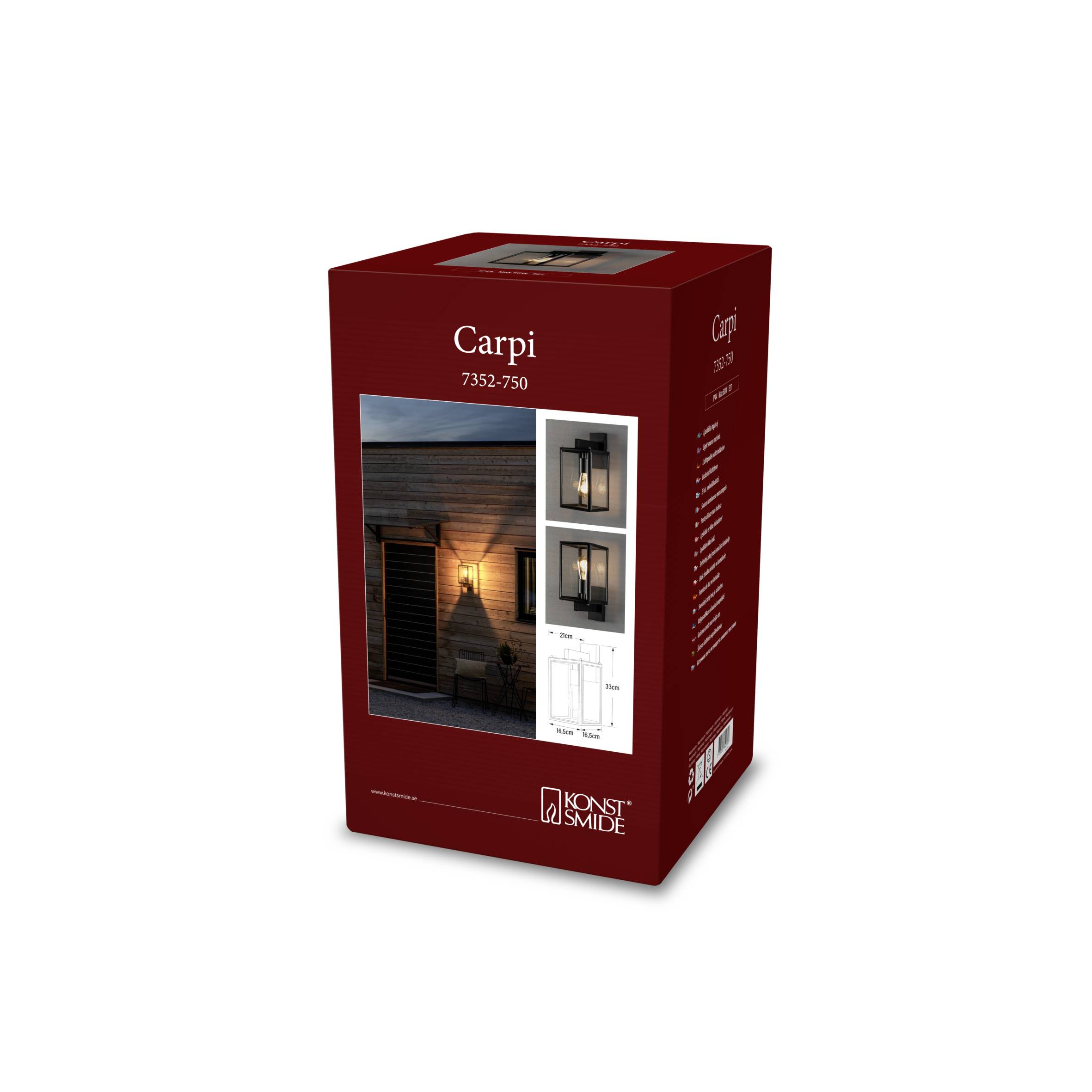 Konstsmide Carpi schwarz 7352-750 Applique extérieure E27 noir