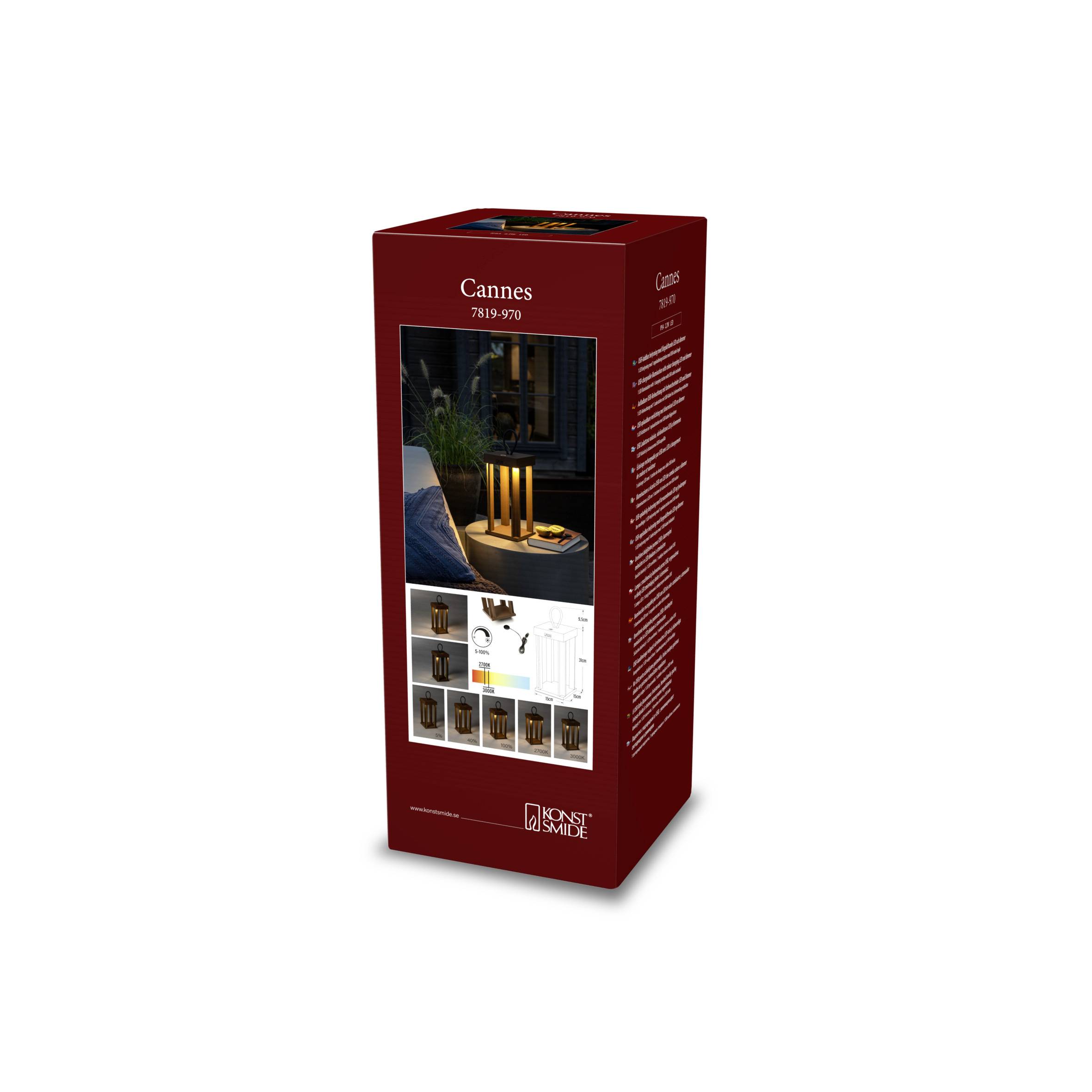 Konstsmide Cannes Rost 7819-970 Lanterne LED LED 2.2 W marron rouille