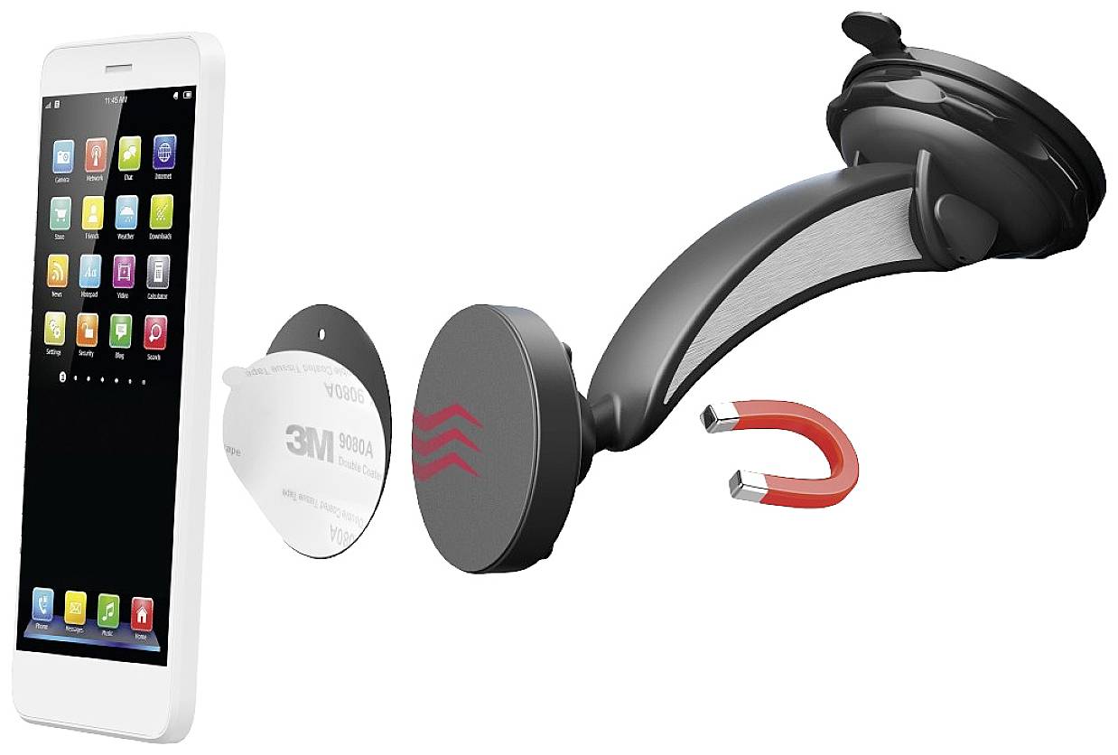 Hama Magnet ventouse Support de téléphone portable pour voiture fixation magnétique, pivotant à 360°