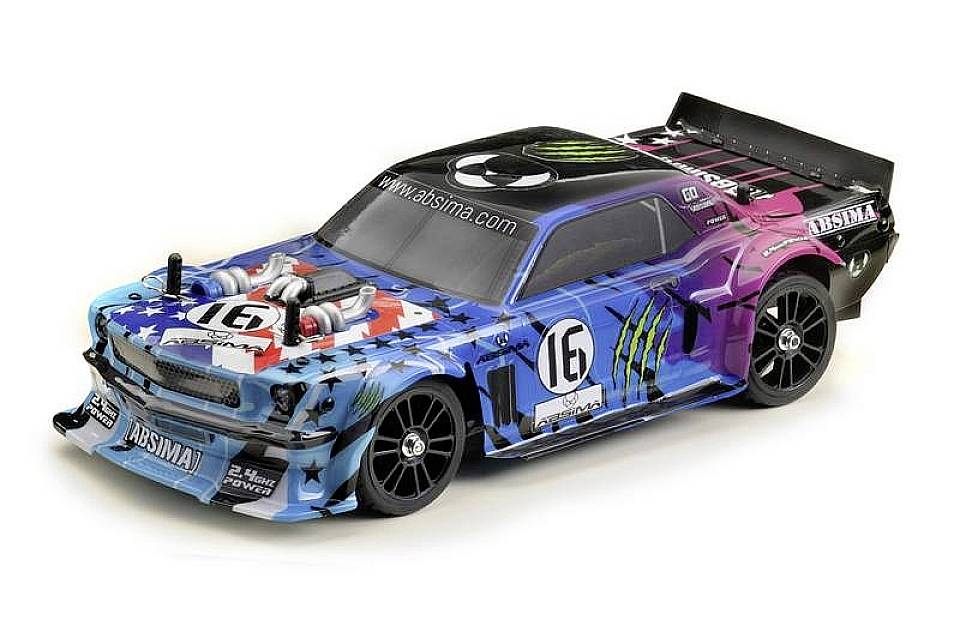 Absima Touring Car FIRST STEP SPEED PERFORMANCE FUN MAKER rose fluorescent, bleu fluorescent brushless 1:16 Auto RC électrique