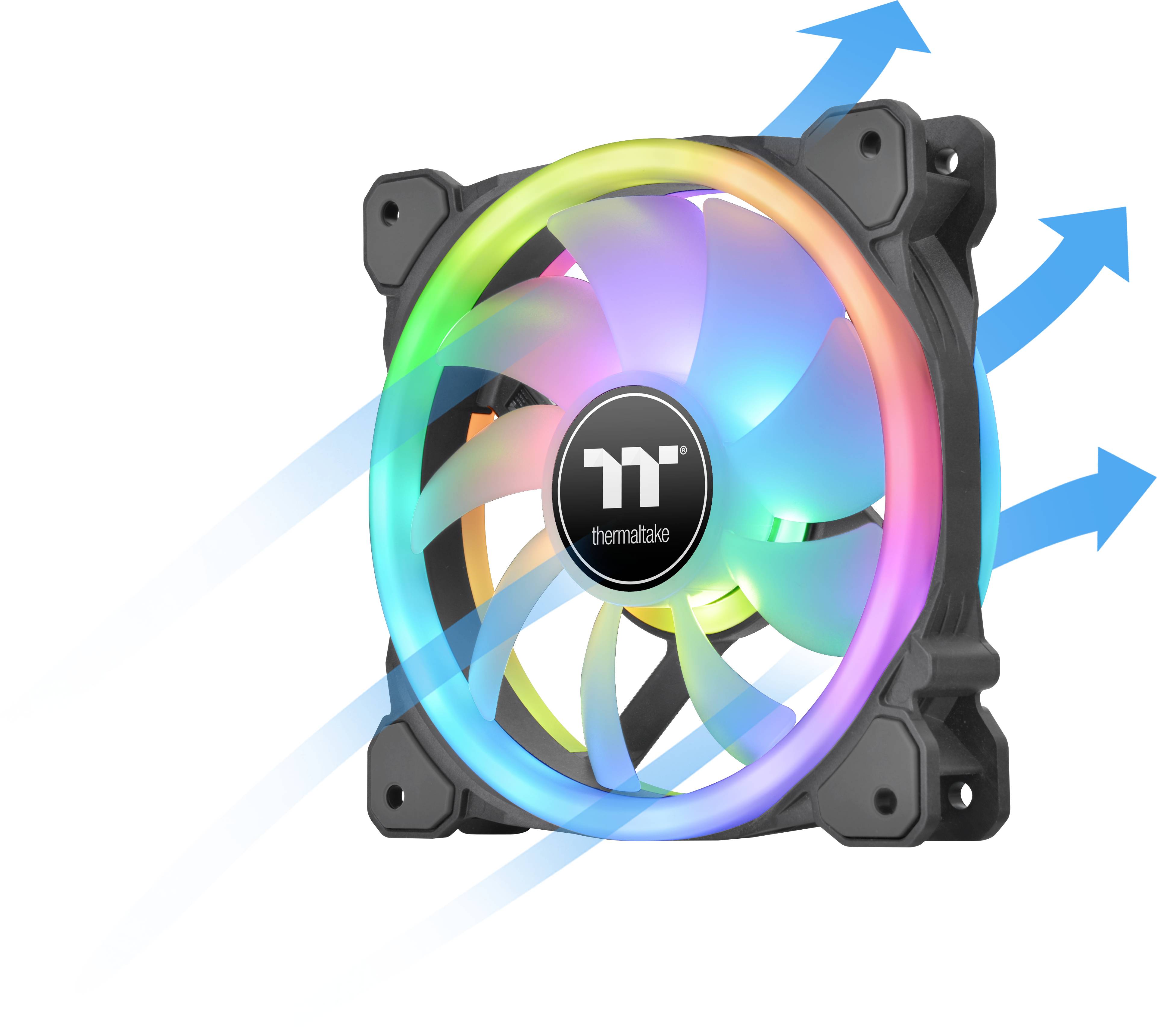 Thermaltake CL-F137-PL12SW-A Ventilateur pour PC noir (l x H x P) 184 x 129 x 162 mm avec éclairage LED, avec command