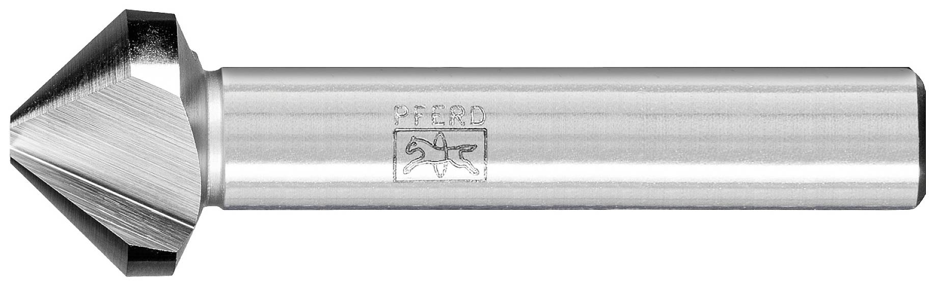 Un ébavureur conique argenté avec une tige cylindrique lisse. Adapté pour l'ébavurage et le chanfreinage de trous dans les métaux.