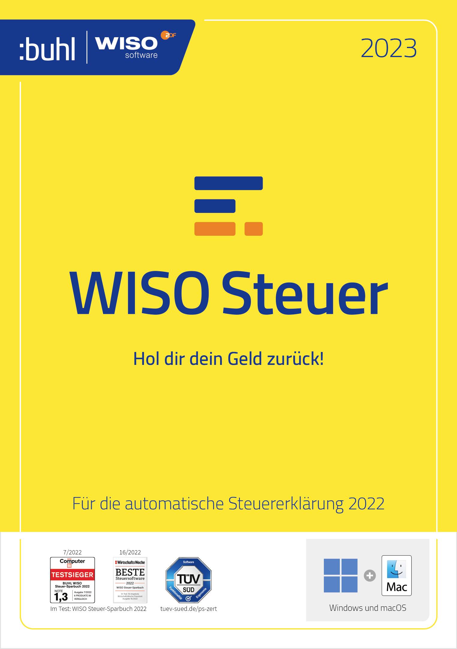 WISO Steuer 2023 version complète, 1 licence Windows, Mac Logiciel de commande