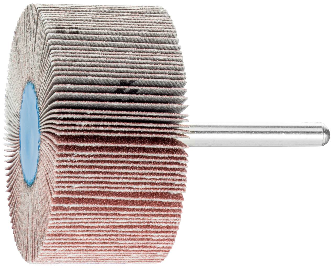Support de meulage avec lamelles radiales et tige cylindrique en métal. Adapté pour une utilisation avec des outils rotatifs.