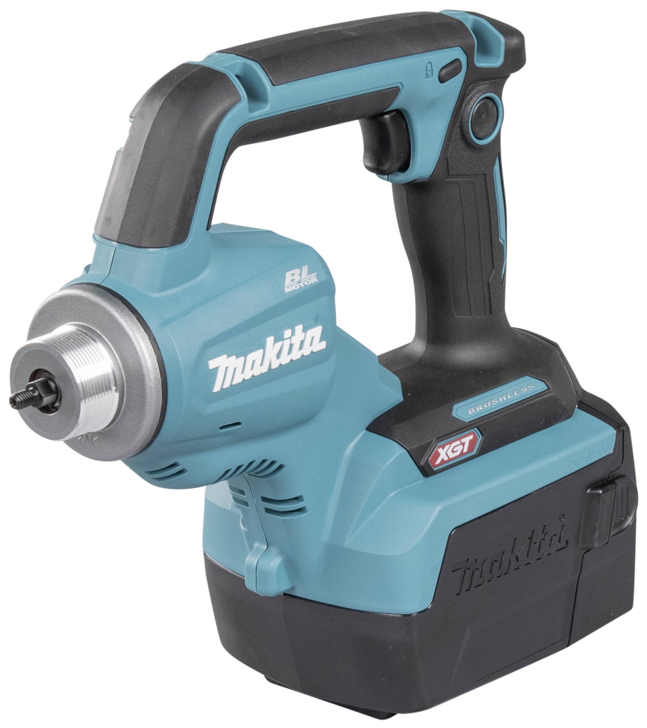 Visseuse à choc sans fil en turquoise et noir, marque Makita, modèle XGT. Sans fil et compacte, adaptée aux travaux de construction et de montage.