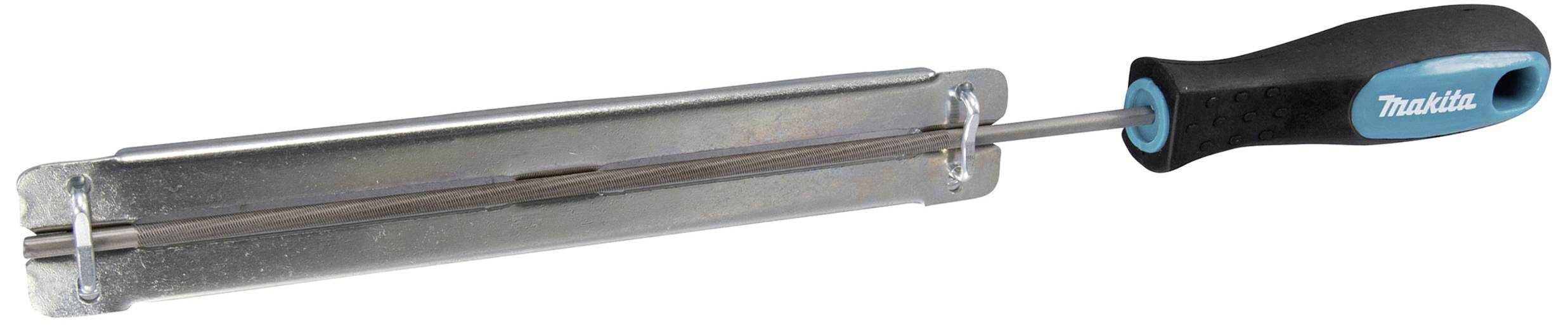 Outil d'affûtage à poignée ergonomique, adapté aux chaînes de tronçonneuse, marque Makita.