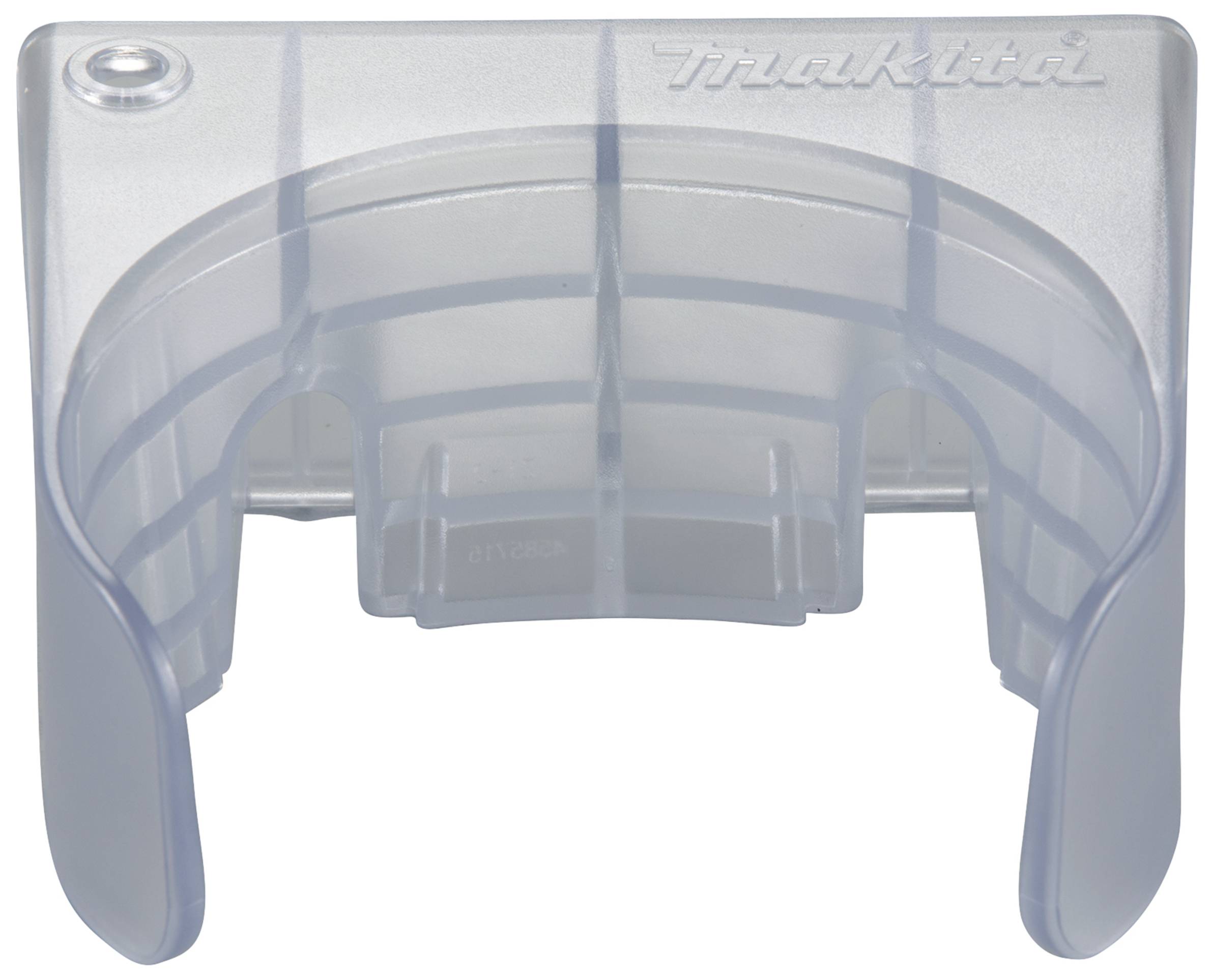 Pièce transparente en plastique portant l'inscription 'Makita' sur le dessus. Elle ressemble à une protection ou un capot pour un outil.