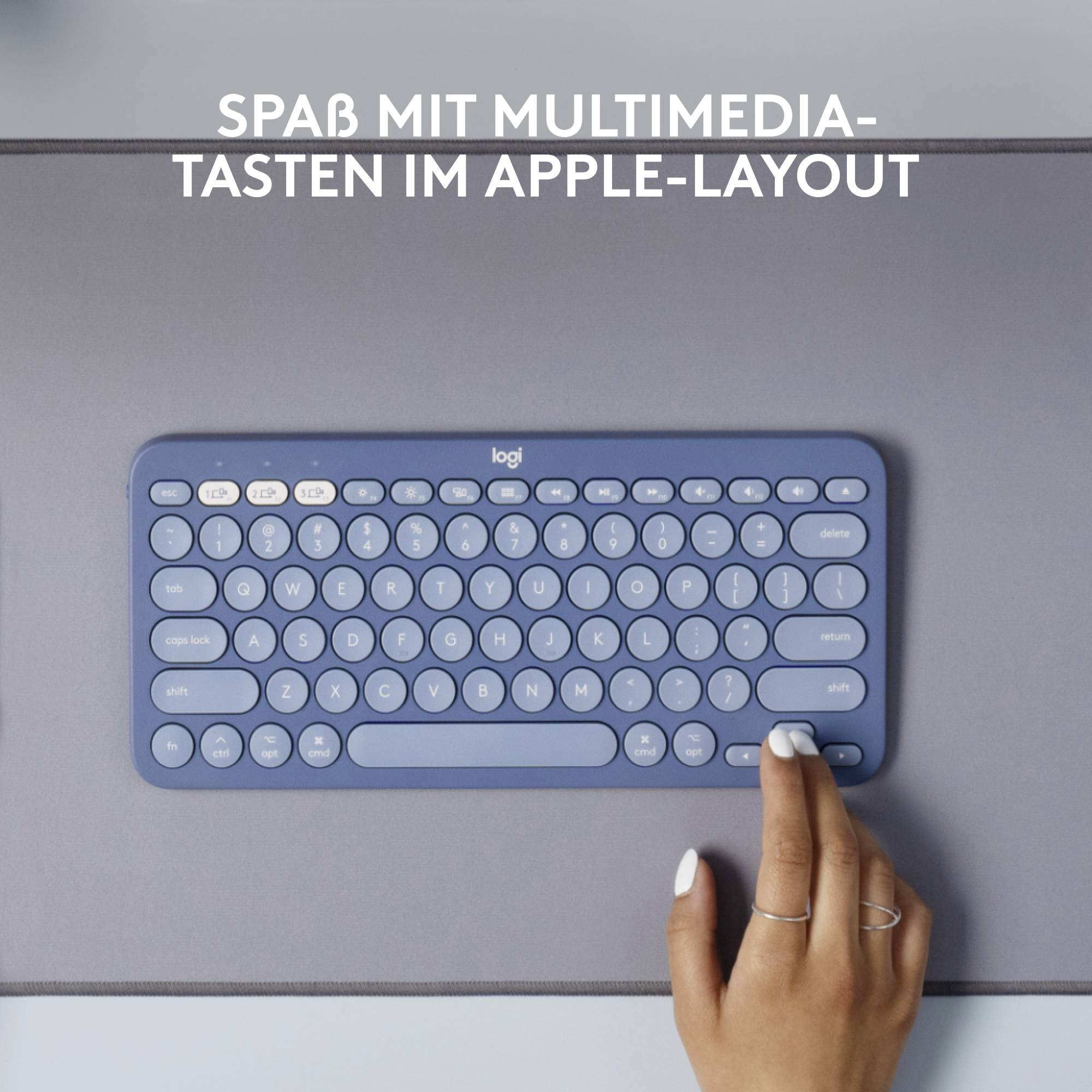 Logitech K380 for Mac Multi-Device Bluetooth Clavier allemand, QWERTZ bleu