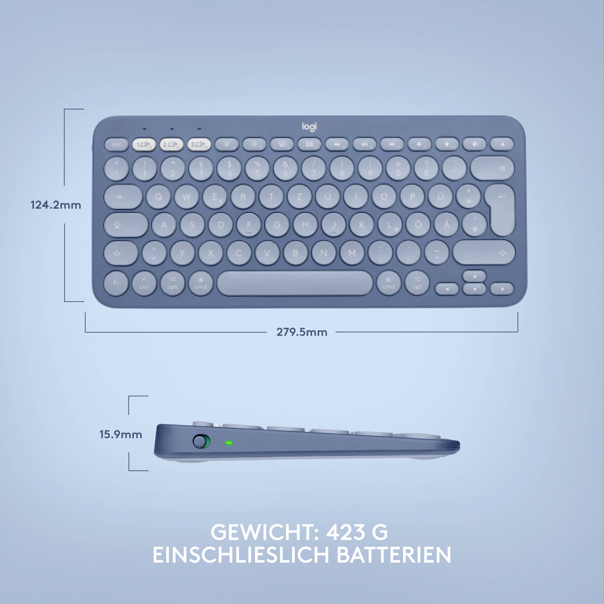 Logitech K380 for Mac Multi-Device Bluetooth Clavier allemand, QWERTZ bleu