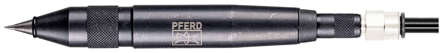 Un stylo noir métallique à pointe fine et à mécanisme rotatif. Le stylo porte l'inscription 'PFERD'.