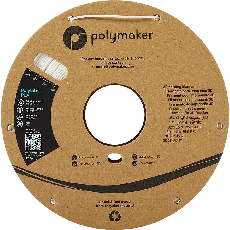 Polymaker PA02002 PolyLite Filament PLA 1.75 mm 1000 g blanc 1 pc(s)