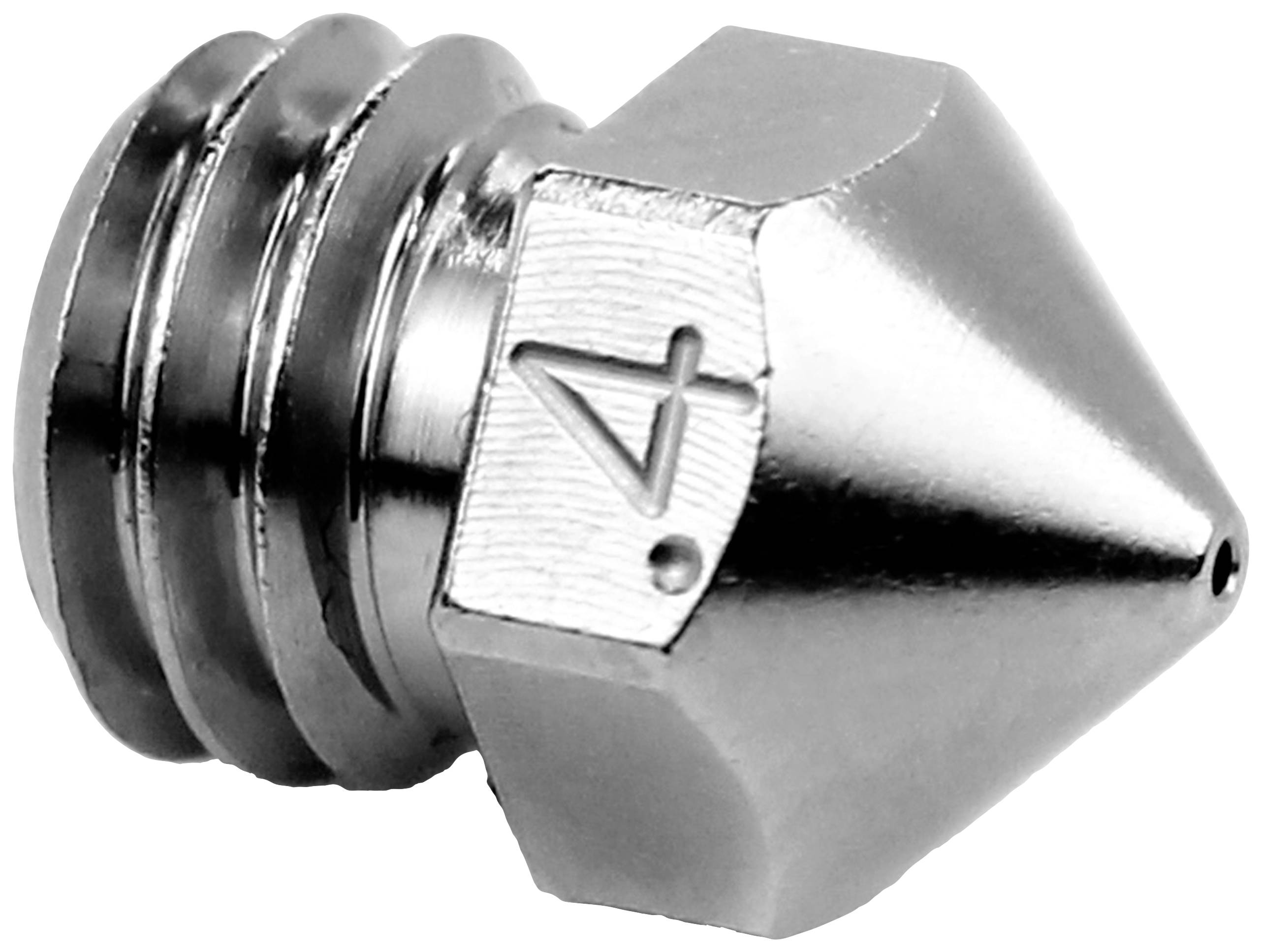 Buse métallique à pointe conique, souvent utilisée dans les imprimantes 3D pour l'extrusion précise de matériaux.