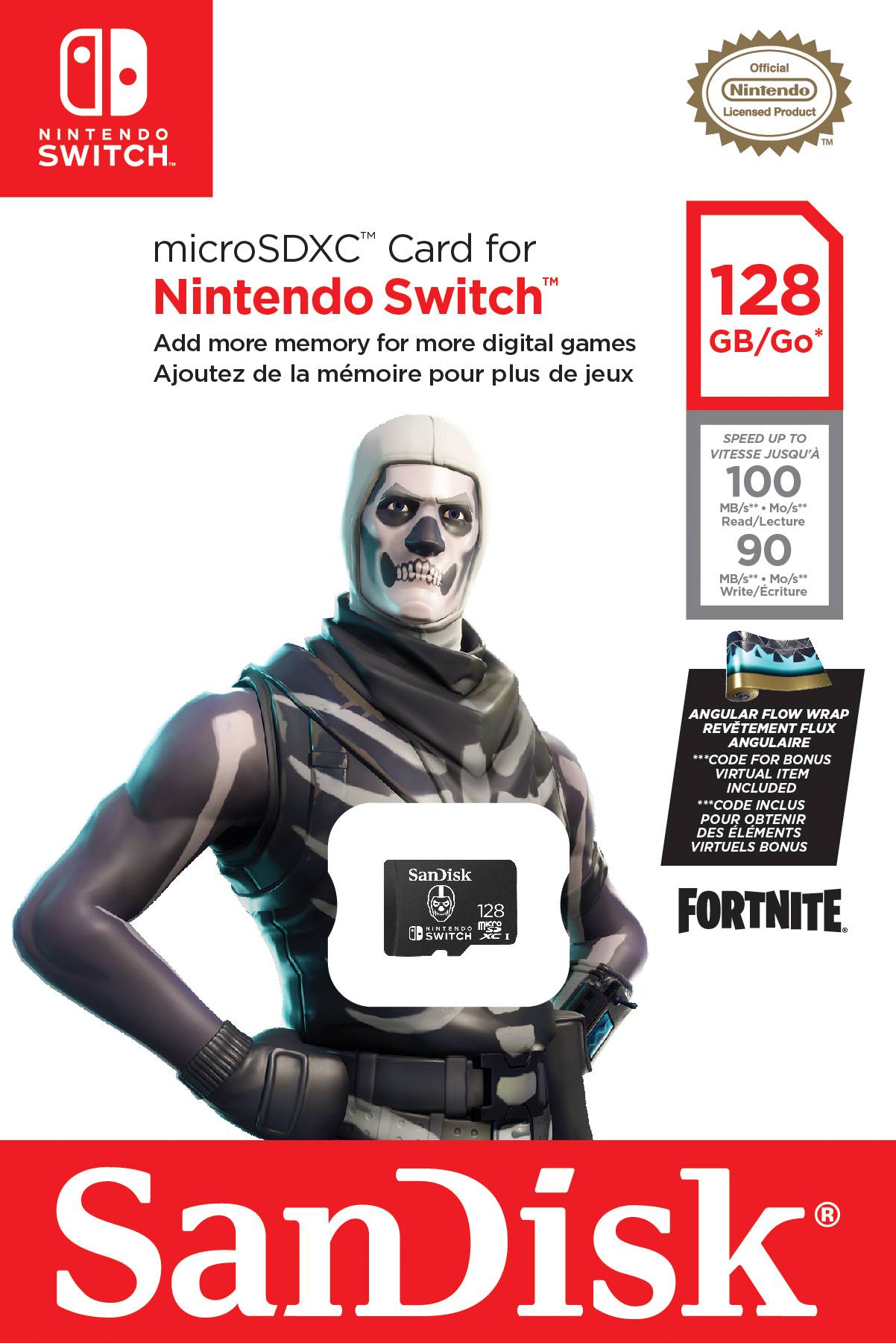 SanDisk microSDXC Extr 128GB (U3/UHS-I/CL.10/R100/W60) Fortnite, Skull Trooper Carte microSDXC 128 GB UHS-I