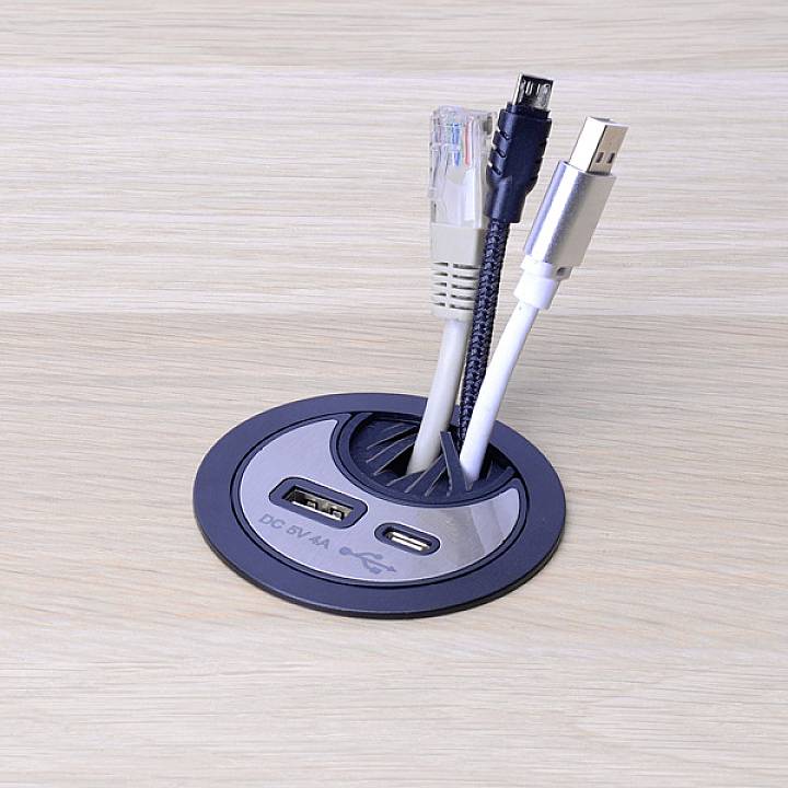 MH Office Line 166893 Panneau de connexion de table noir,argent