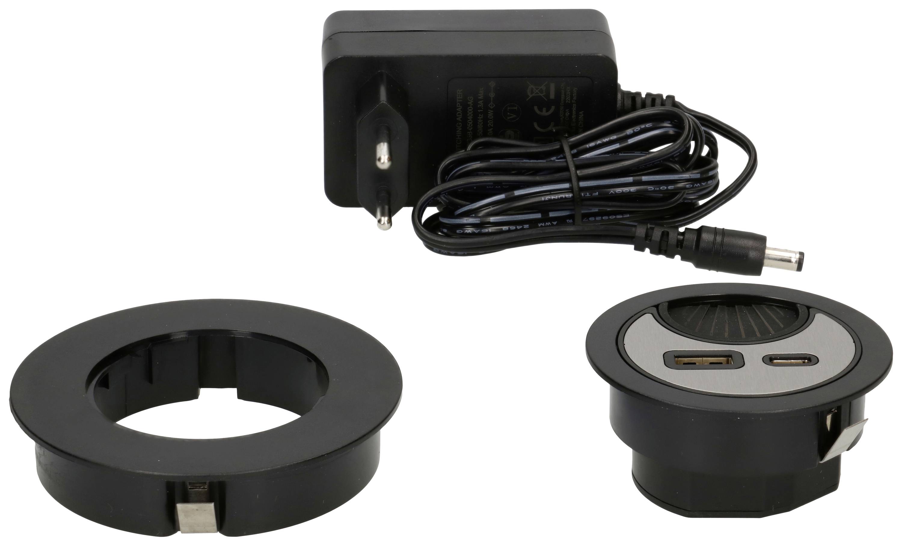 MH Office Line 166893 Panneau de connexion de table noir,argent