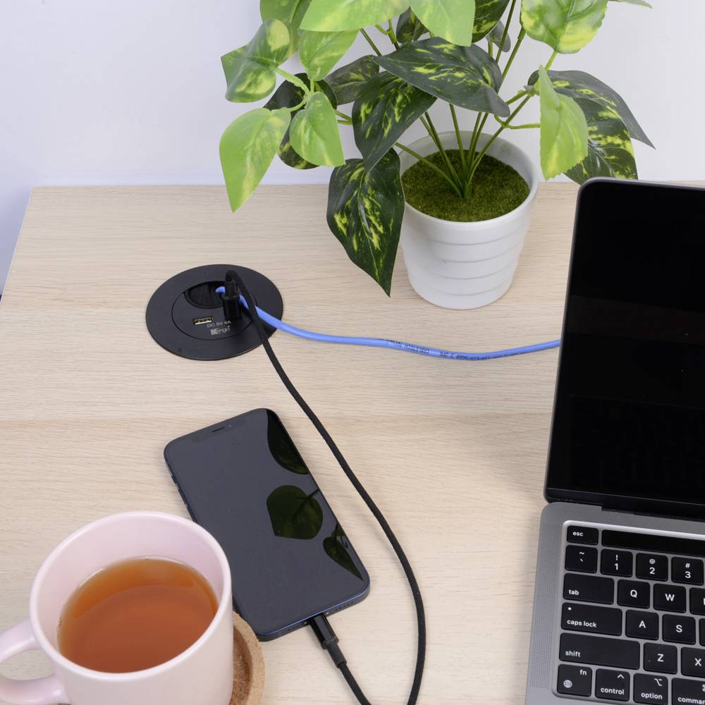 MH Office Line 166892 Panneau de connexion de table noir