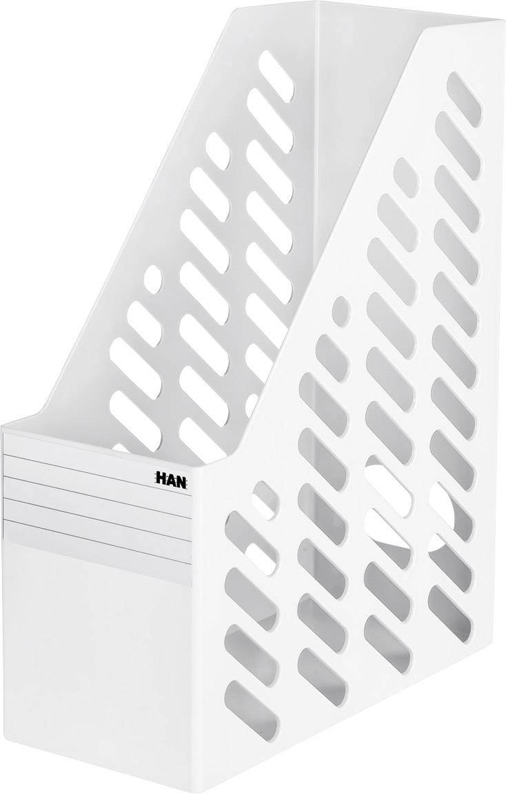 Un classeur blanc avec des découpes latérales. Idéal pour ranger des documents ou des magazines.