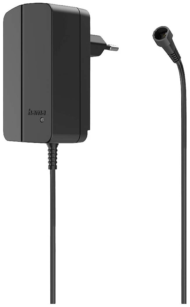 Adaptateur secteur noir avec prise de courant et long câble. Adapté pour charger ou alimenter des appareils électroniques.