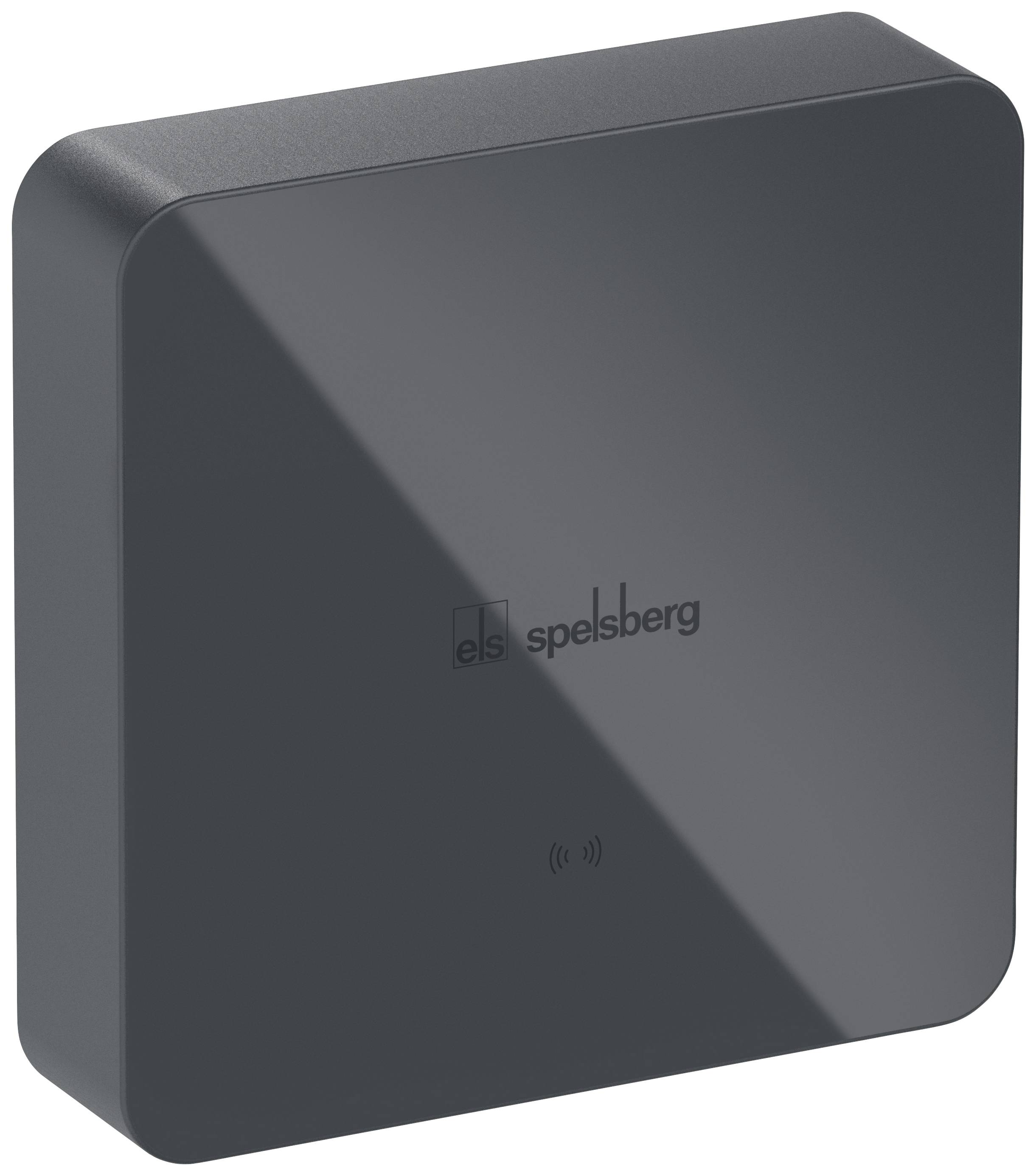 Un boîtier électronique noir et carré portant le logo 'Spelsberg'.