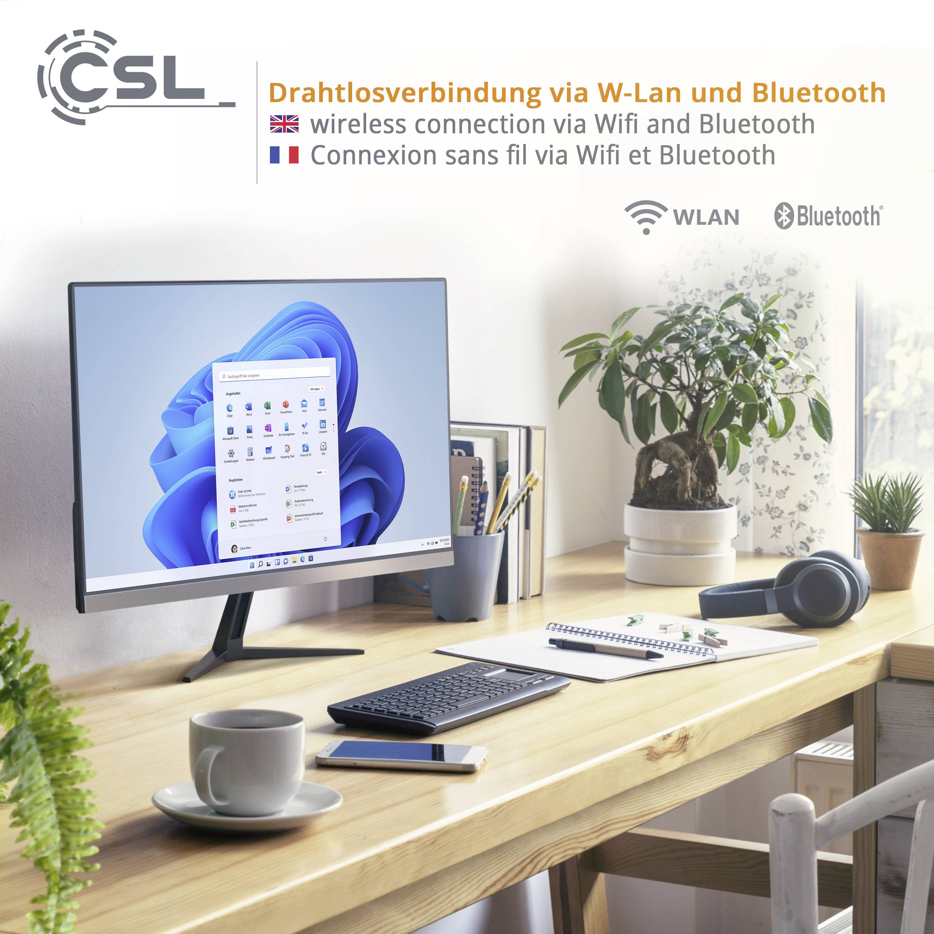 CSL Computer Ordinateur tout en un Unity F27B-JLS 68.6 cm (27 pouces) Full HDIntel® Celeron®N51008 GB RAM512 GB SSDIntelWin 11