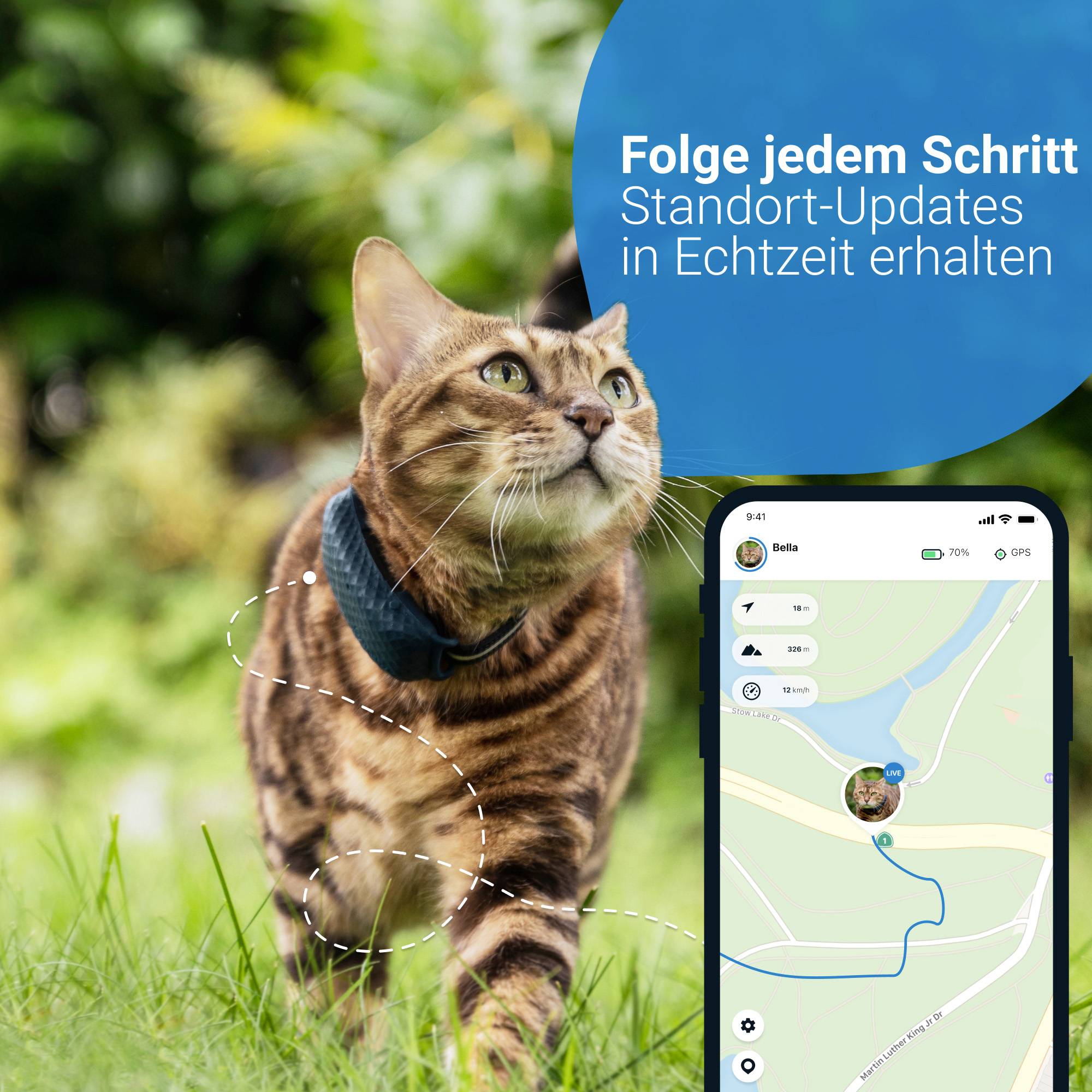 tractive CAT 4 Traceur GPS traceur d'animaux domestiques bleu nuit