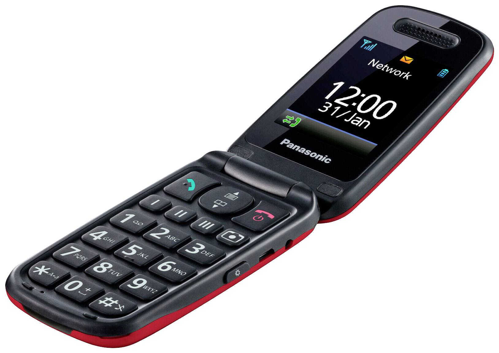 Panasonic KX-TU456 Téléphone portable à clapet pour séniors anti-chocs rouge
