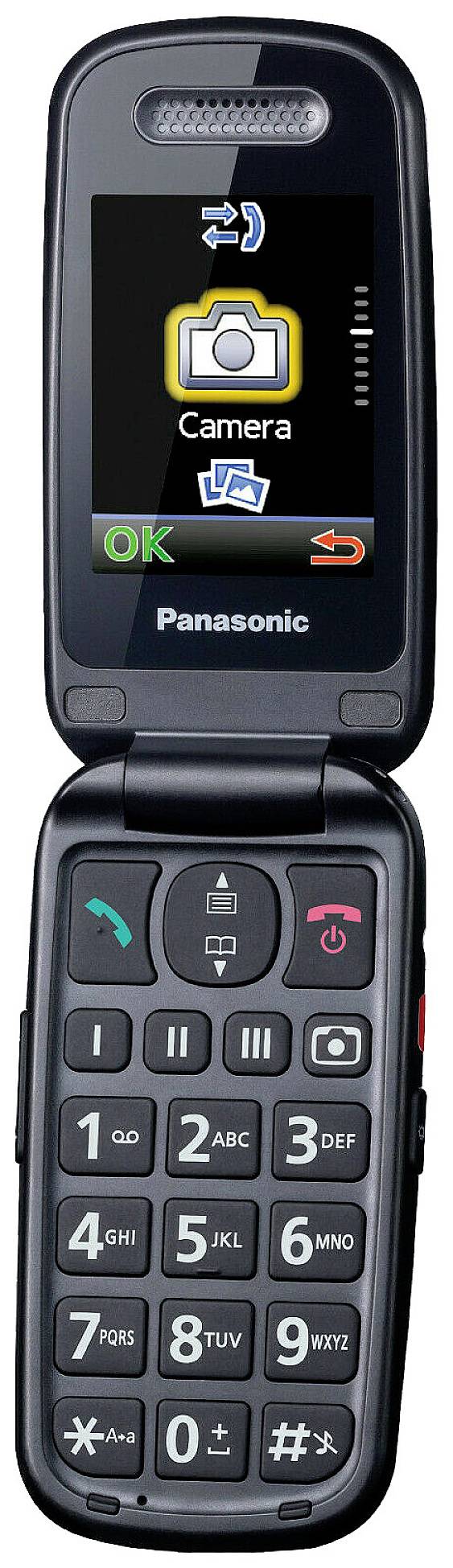 Panasonic KX-TU456 Téléphone portable à clapet pour séniors anti-chocs rouge